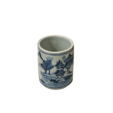 Chinese Small Blue White Scenery Graphic Porcelain Holder ws4902S