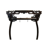 Chinese Distressed Brown Dragon Head Wood Figure Gong Display Rack ws4916S