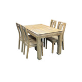 Oriental Light Wood Rough Grain Rectangular Dining Table 4 Chairs Set ws4932S