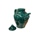 Chinese Dark Teal Green Wine Medicine Herbs Storage Ceramic Jar ws4934S