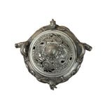 Chinese Silver Color Round Dragon Theme Incense Burner Display Art ws4937S