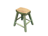 Rustic Bold Distressed Light Sage Green 4 Legs Wood Stool Side Table Stand ws4944S