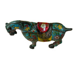 Vintage Chinese Turquoise Blue Flower Cloisonné Enamel Horse Statue ws4948S