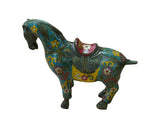 Vintage Chinese Turquoise Blue Flower Cloisonné Enamel Horse Statue ws4949S
