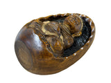 Vintage Oval Egg Shape Wood Relief Carved Buddha Meditation Figure ws4952S