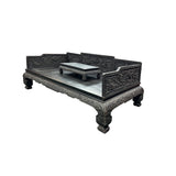 Oriental Dragon Relief Motif Solid Dense Tan Wood Luohan Daybed ws4970S