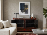 Vintage Distressed Brick Red Marks Point Edge Credenza Sideboard Cabinet ws4978S