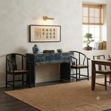 53" Distressed Dark Ink-Blue Drawers Narrow Console Credenza Table ws4998S