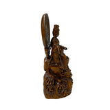 7" Bodhisattva Statue w Calligraphy Halo & Lotus Base Wood Statue ws5003S