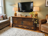 Vintage Asian Brown Kirin Motif Low TV Console Cabinet ws5025S
