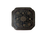 Vintage Chinese Black & Gold Lacquered Wood Basket Floral Geometric Motifs ws5027S