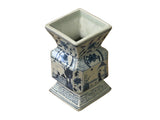 Vintage Pale Blue White Scenery Graphic Square Porcelain Vase ws5035S