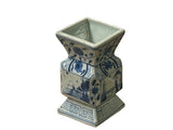 Vintage Pale Blue White Scenery Graphic Square Porcelain Vase ws5036S