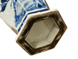 Vintage Chinese Blue White Hexagonal Flower Bird Porcelain Vase ws5038S
