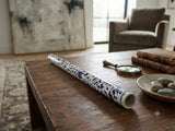 Blue White Porcelain Floral Graphic Flute Shape Tube Display Art ws5039S