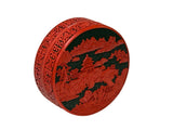 Oriental Asian Black Red Lacquer Round Relief Scenery Accent Box ws5040S