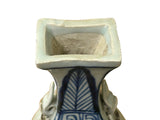 Small Distressed Finish Pear Shape Blue White Graphic Porcelain Vase ws5041S