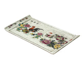 Vintage Finish Rooster Flower Graphic Rectangular Porcelain Plate Art ws5042S