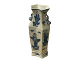Vintage Rhombus Shape Blue White Eight Immortal Graphic Porcelain Vase ws5052S