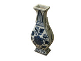 Small Distressed Finish Pear Shape Blue White Graphic Porcelain Vase ws5055S