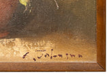Vintage Blooming Roses Brown Pot Small Canvas Oil Painting ws5073S