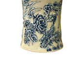 Cream Celadon Porcelain Blue Flower Gold Fishes Cylindrical Container ws5074S