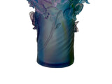 Purple Blue Green Crystal Glass Orchid Blossom Vase Display Art ws5075S