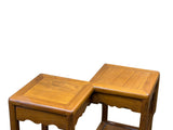 Oriental Two Tier Double Rhombus Light Brown Side Table Stand ws5076S