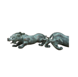 Pair Chinese Rustic Oxidized Patina Fengshui Pixiu Metal Figure GB008S