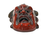 Vintage Asian Black Red Lacquer Demon Guardian Wood Mask Display Art GB051S