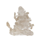 4" White Crystal Glass Tibetan Fortune Double Body Deity Zambala Figure GB059S