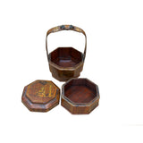 Vintage Oriental Octagonal Golden Graphic Stack Wedding Basket Display GB123S