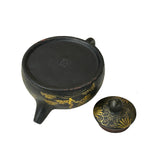 Vintage Chinese Black Golden Graphic Zisha Clay Teapot Art Display GB135S