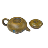 Vintage Chinese Mustard Yellow Graphic Zisha Clay Teapot Art Display GB136S