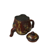 Vintage Chinese Reddish Brown Graphic Zisha Clay Teapot Art Display GB137S