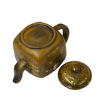 Vintage Chinese Mustard Yellow Graphic Zisha Clay Teapot Art Display GB138S