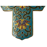 Set of 2 Turquoise Enamel Cloisonne T Shape Metal Decor Plaque Art GB151S