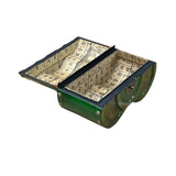 Oriental Bright Green Flower Bird Graphic Circles Shape Container Box GB206S