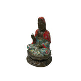 Vintage Cloisonne Enamel Lotus Base Bodhisattva Metal Buddha Statue GB235S