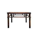 Oriental Vintage Brown Patina Stain Square Ming Style Coffee Table GB240S
