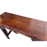 Vintage Oriental Brown Scroll End RuYi Apron Altar Console Table GB243S