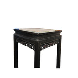 Black Square Golden Chinese Engravement Tall Plant Stand Pedestal Table GB256S