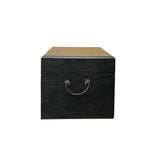 Oriental Plain Surface Dark Brown Black Wood Small Trunk Chest Box GB258S