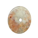 11.75" Natural White Brown Onyx Stone Round Fengshui Home Decor Display GB294S