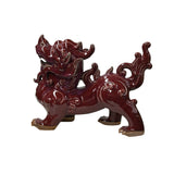 Chinese Artistic Purple Red Oxblood Color Glaze Ceramic Fengshui Pixiu Figure GB311S
