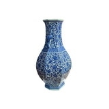 Chinese Blue & White Porcelain Hexagon Lotus Flower Vase GB317S