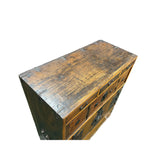 Asian Pattern Brown Black Hardware Drawers Accent Storage Cabinet GB319S