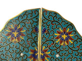 Set Turquoise Enamel Cloisonne Flower Shape Metal Decor Plaque Art GB348S