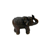 Vintage Dark Brown Metal Elephant Trunk Up Accent Figure GB589S