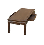 Oriental Dark Brown Natural Wood Drawers Rectangular Low Coffee Table GB623S